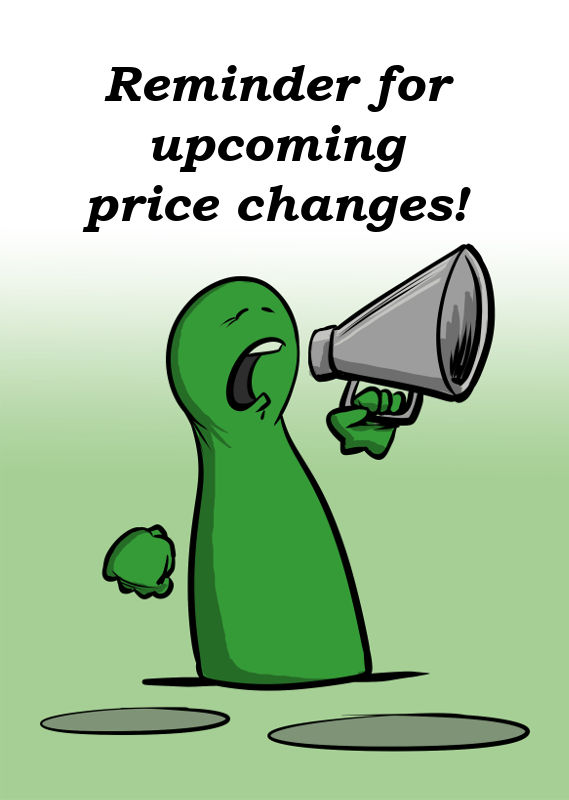 REMINDER OF UPCOMING PRICE CHANGES FOR OSTSEE-SCHACH