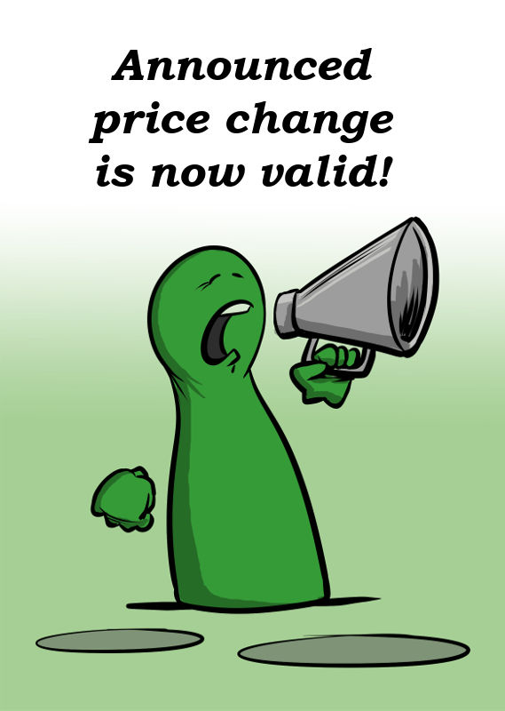 ANNOUNCED PRICE CHANGES ARE NOW VALID